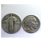 1928-S 1931-S 25C 5C F-VF 2pc Lot