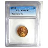 1955 Cent ICG MS67 RD Poorman's Var
