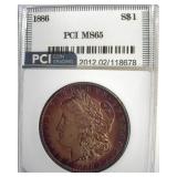 1886 Morgan PCI MS65 Golden Purple