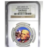 2009 $5 NGC Gem Proof Thomas Jefferson Liberia