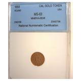 1850 Cal Gold Token NNC MS63 Minerva-Bear