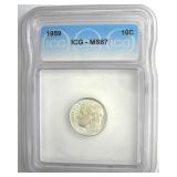 1959 Dime ICG MS67 LISTS $135
