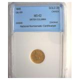 1849 Gold 2D NNC MS62 British Columbia