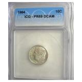 1964 Dime ICG PR69 DCAM LISTS $125