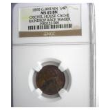 1890 1/4P NGC MS64 BN Raindrop Race Wager