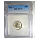 1953-S Dime ICG MS67