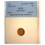 1915 Cal Gold Token NNC MS64 Minerva-Bear