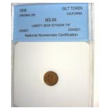 1856 Gilt Token NNC MS64 Liberty-Bear