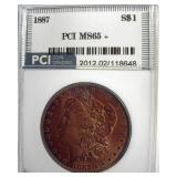 1887 Morgan PCI MS65+ Golden Purple