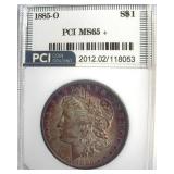 1885-O Morgan PCI MS65+ Purple Toning