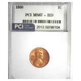1958 Cent MS67+ RD LISTS $7500