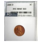 1939-D Cent MS67 RD LISTS $150