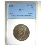 2002-P Kennedy MS68 LISTS $165