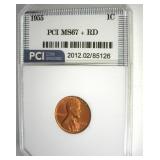 1955 Cent MS67+ RD LISTS $2750