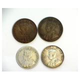 1911X2 1913X2 1c 25C Canada 4pcs