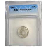1964 Dime ICG PR69 DCAM LISTS $125