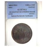 1908-S Peso NNC AU Details Manila Philippines