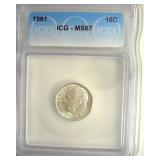 1961 Dime ICG MS67