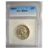 1955-D Quarter ICG MS66+ LISTS $1300