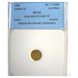 1858 Gilt Token NNC MS64 Indian-Bear