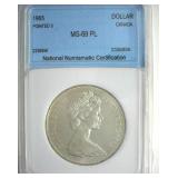 1965 Pointed 5 Dollar NNC MS69 PL Canada