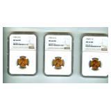 1952-D 1953-D 1954-D Cent NGC MS66 RD 3 Pc Lot