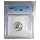 1953-S Dime ICG MS67