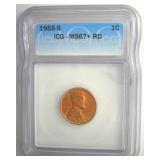 1955-S Cent ICG MS67+ RD LISTS $800