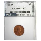 1935-D Cent MS66+ RD LISTS $165