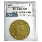 1795 Dollar PCI PR69 CAM Flowing Hair Brass Copy