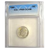 1964 Dime ICG PR69 DCAM LISTS $125
