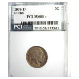 1937-D 3 Legs Nickel MS66+ LISTS $100000