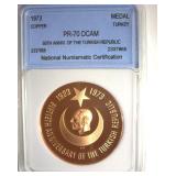 1973 Copper Medal NNC PR70 DCAM Turkey