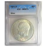 1971-S Silver Ike ICG MS67+ LISTS $3150
