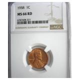 1958 Cent NGC MS66 RD