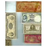 11 Vintage Bank Notes Curacao Thailand Peru