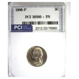 1980-P Nickel MS66+ FS LISTS $260 IN 66 FS
