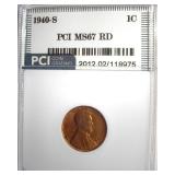 1940-S Cent MS67 RD LISTS $160