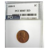 1938-S Cent MS67 RD LISTS $275