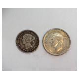 1882 1947 5C 10C Canada 2pcs