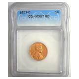 1957-D Cent ICG MS67 RD LISTS $400
