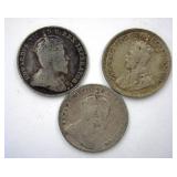 1903 1909 1918 10 Cents Canada 3 Pc Lot