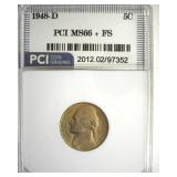 1948-D Nickel MS66+ FS LISTS $1350 IN 66 FS