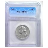 1961 Quarter ICG MS66+ LISTS $225