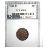 1918/7-D Nickel MS64 LISTS $115000 RARE KEY