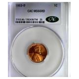 1953-D Cent CAC MS66 RD