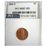 1936-D Cent MS67 RD LISTS $300