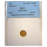 1915 Cal Gold Token NNC MS63 Minerva-Bear