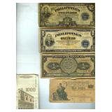 11 Vintage Bank Notes Italy Peru Laos India