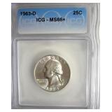 1963-D Quarter ICG MS66+ LISTS $150